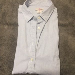 J Crew Factory blue pinstripe button up